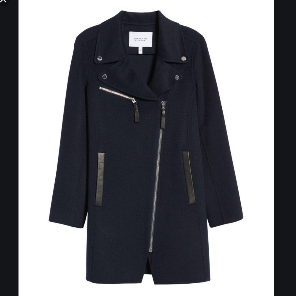 DEREK LAM 10 CROSBY Double-Face Wool Moto Coat - Picture 4 of 5